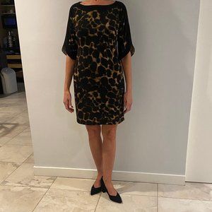 Tahari Animal Print black and tan dress